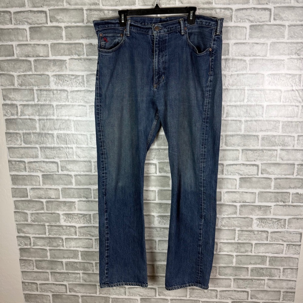 Polo Ralph Lauren Mens 38 x 34 Blue Medium Wash Straight Leg Denim Jeans RL Logo